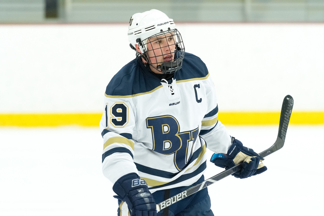 Justin Bonanno, team captain, playing hockey for Bethel University